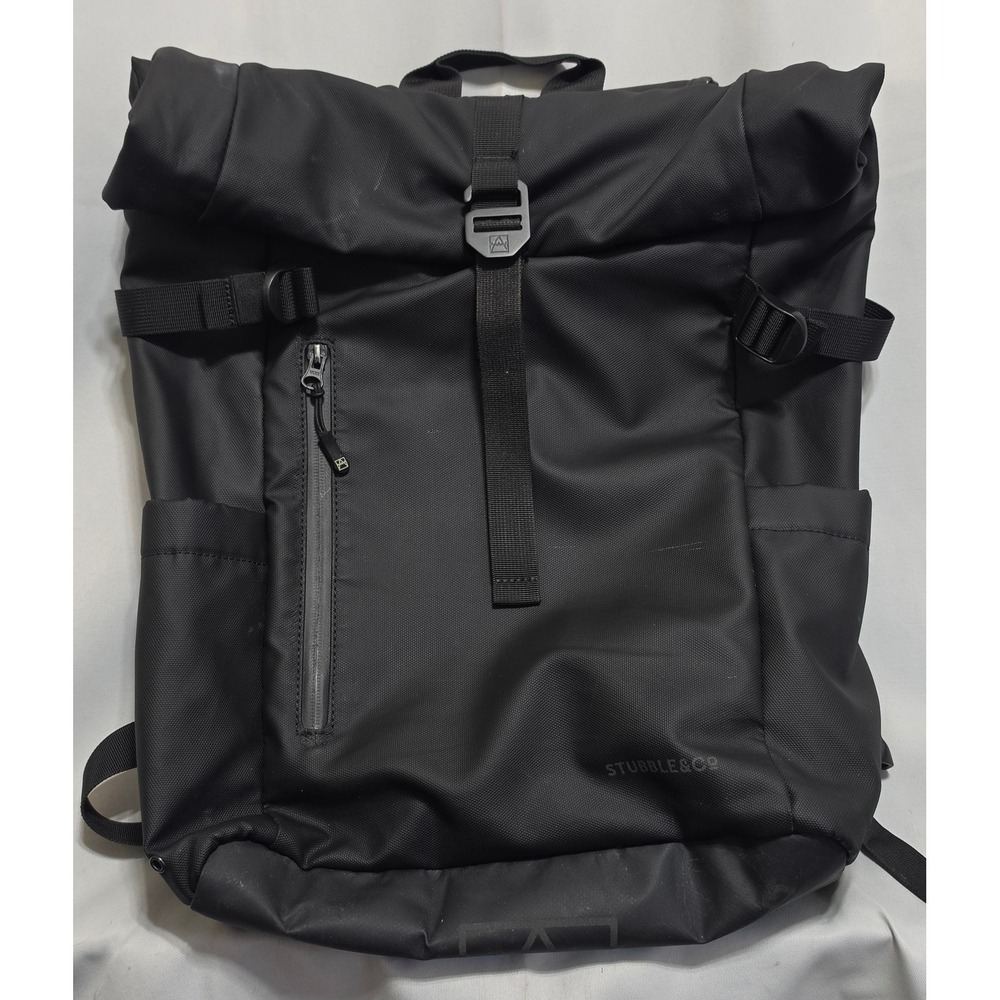 Stubble & Co The Roll Top Backpack Black Water Resistant Laptop Bag zipper issue